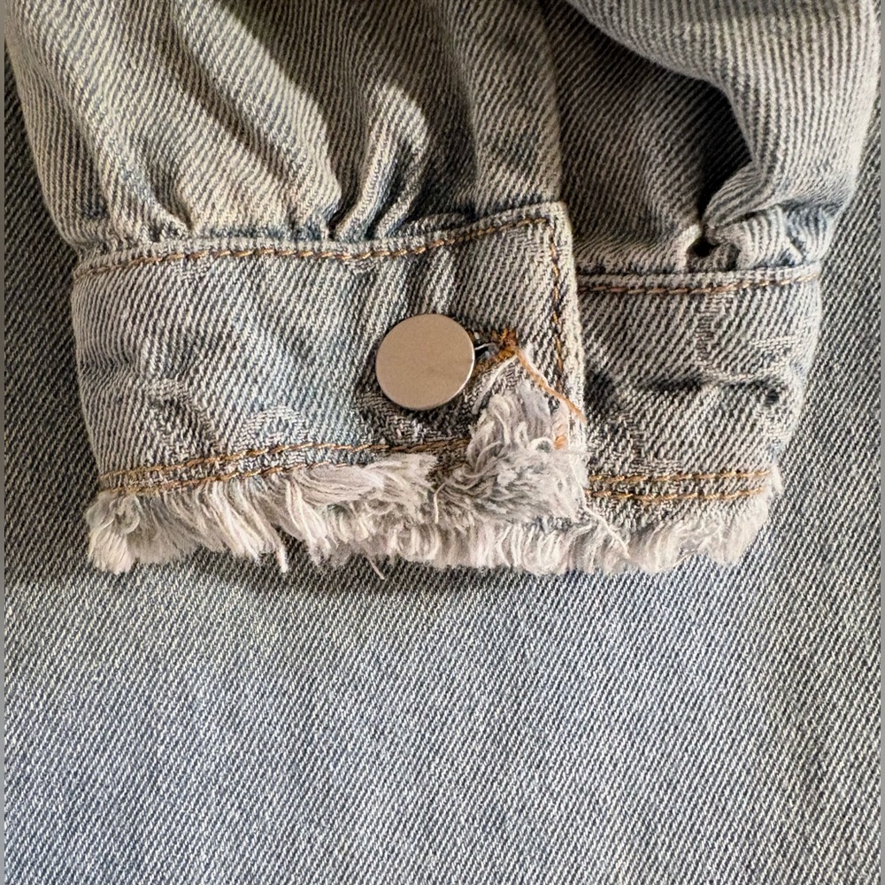 POL Textured Patchwork Star Denim Jacket Size Sma… - image 8